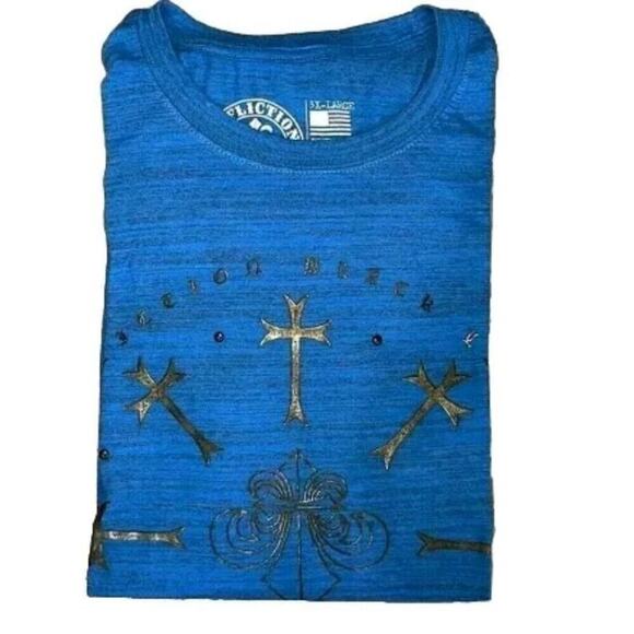 Rebel Saints Affliction Men's T-Shirt Spiker Live Fast  Y2K 3XL NWT A105 Excelle - Picture 1 of 6